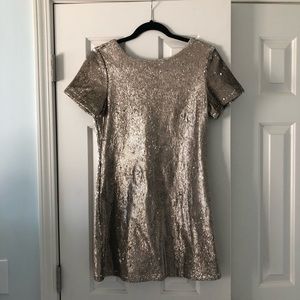 Silver gold metallic sequined dress